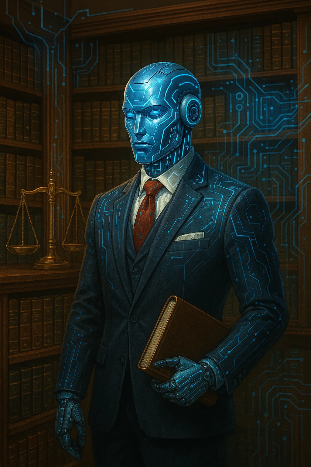 Representación LegalTech de inteligencia artificial jurídica en biblioteca
